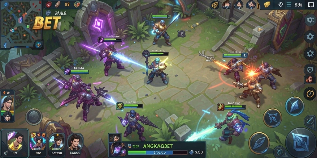 Tampilan gameplay ANGKABET dengan pertarungan seru antar tim.