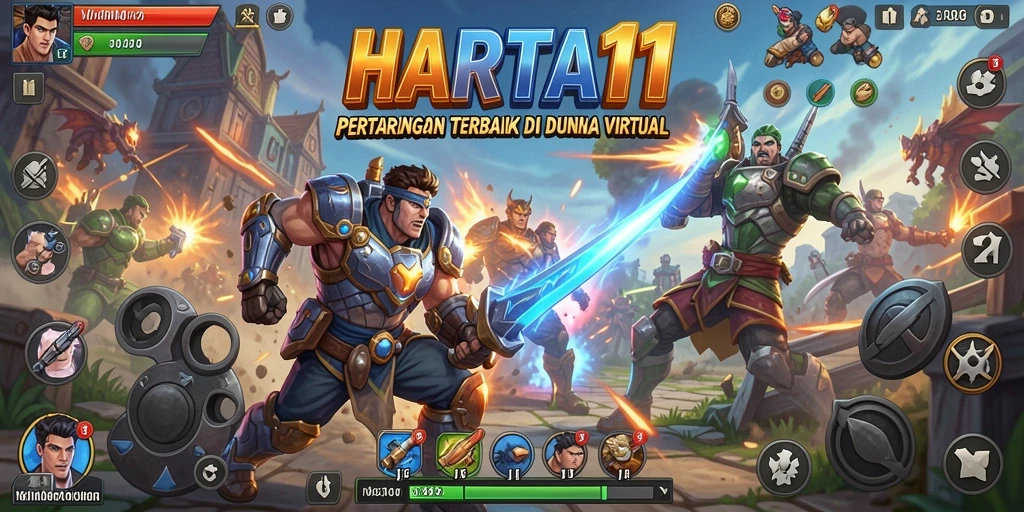 Screenshot HARTA11 menampilkan aksi pertarungan yang mendebarkan dan karakter yang beragam.
