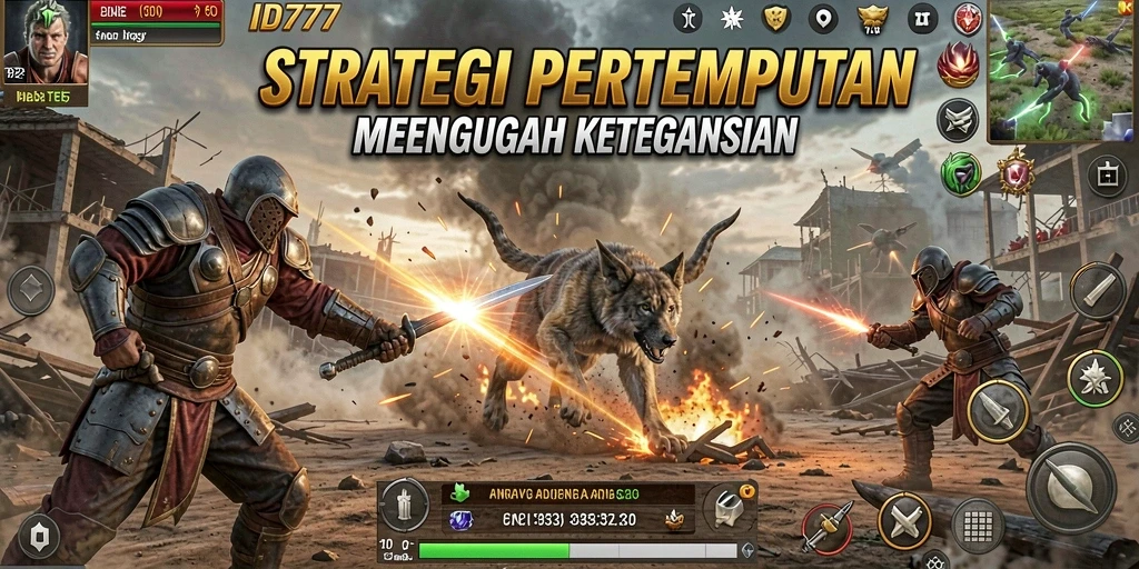 Tangkapan layar ID777 menunjukkan aksi intens pertempuran strategi.