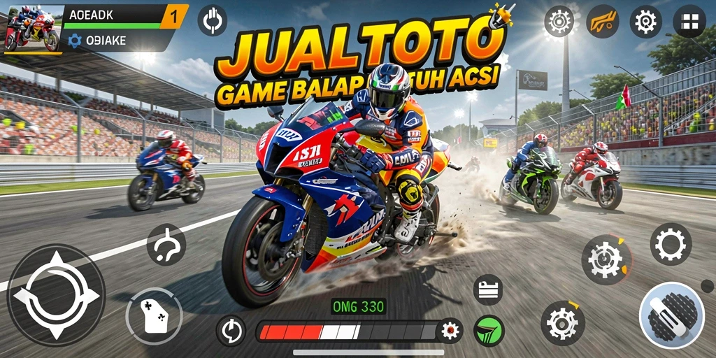 Tangkapan layar gameplay JUALTOTO yang penuh aksi di lintasan balap.