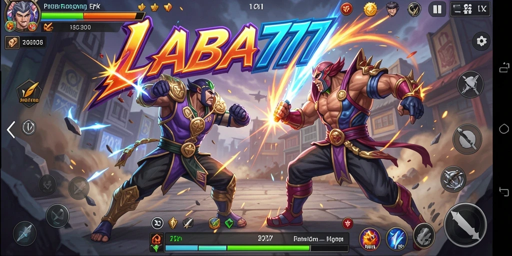 Screenshot LABA777 menampilkan pertarungan seru di arena yang dinamis.