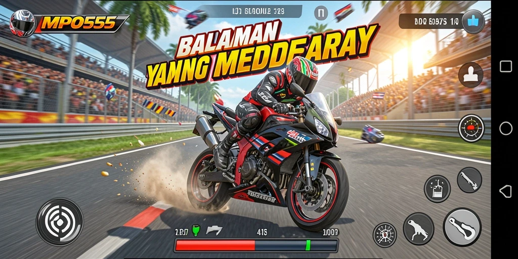 Tangkapan layar MPO555 menampilkan aksi balap motor yang seru dan mendebarkan.