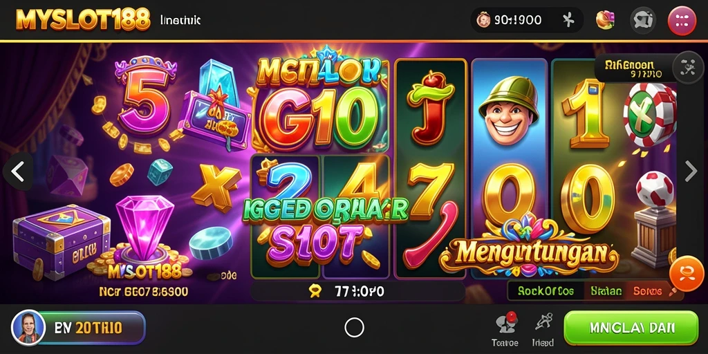 Screenshot gameplay MYSLOT188 menampilkan slot yang penuh warna dan fitur menarik.