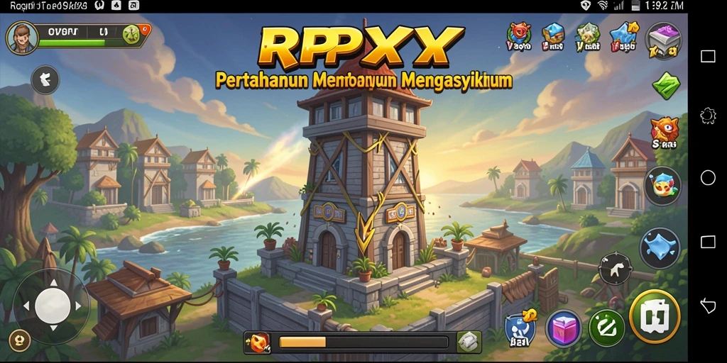 Tampilan gameplay RPYYY dengan menara yang strategis dan musuh yang menyerang.